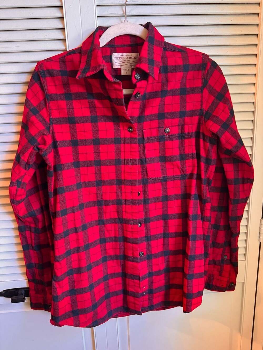 Filson Women's Red Black Buffalo Check Flannel Work Shirt Size S